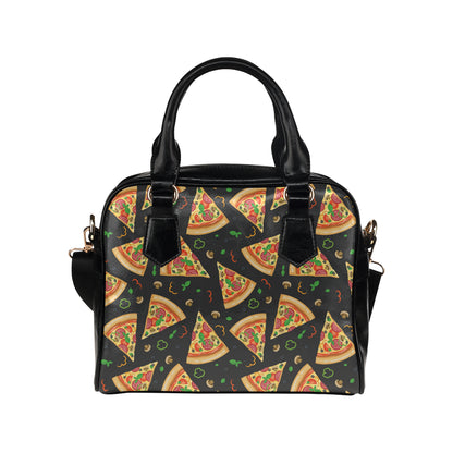 Pizza Pattern Print Design A02 Shoulder Handbag