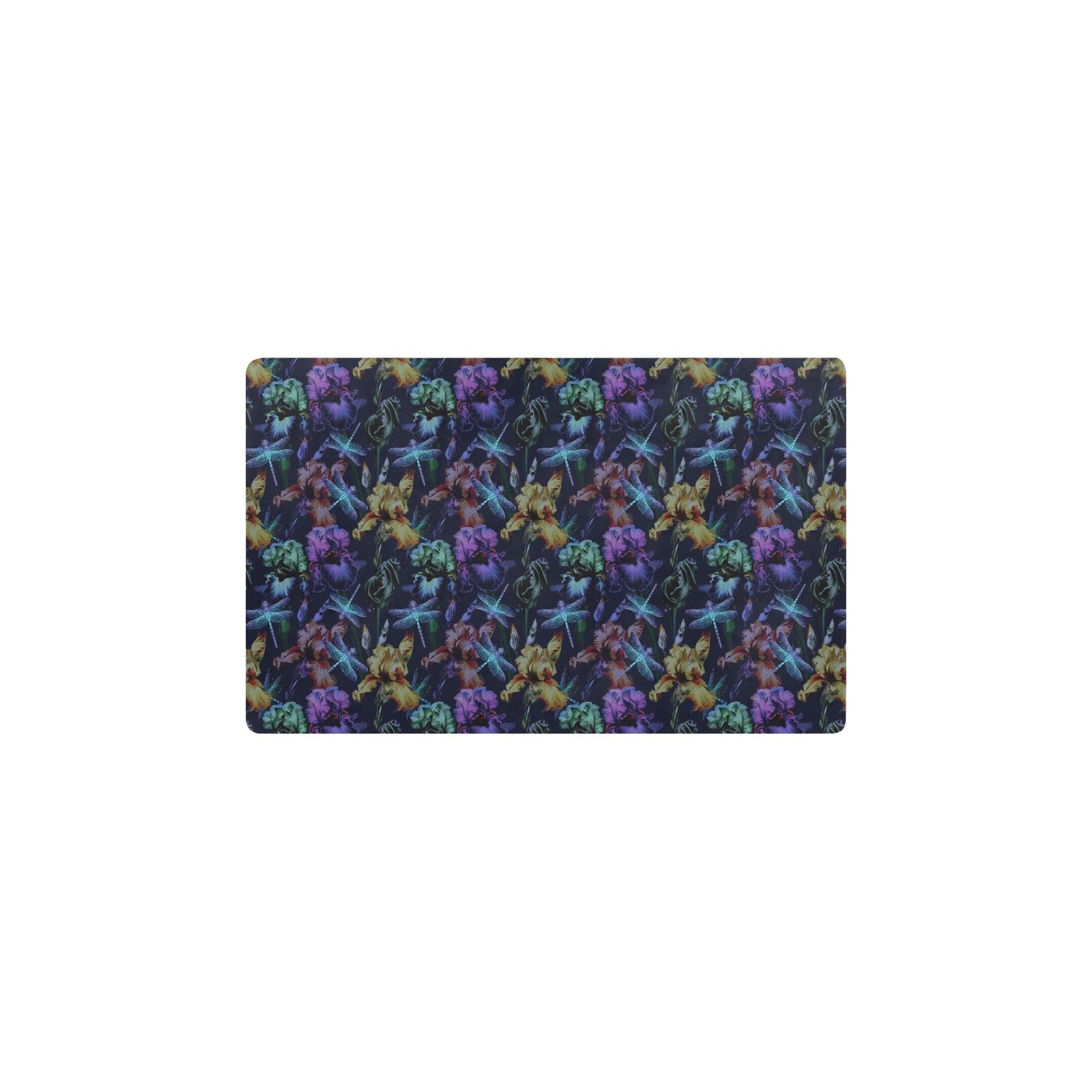 Dragonfly With Floral Print Pattern Kitchen Mat