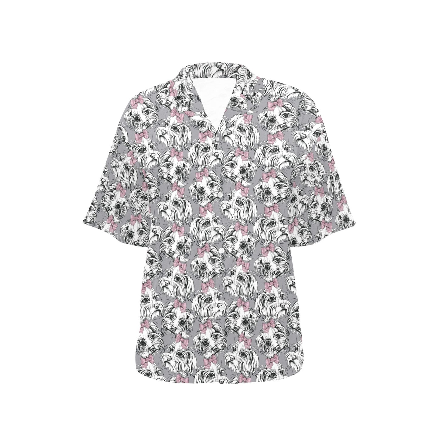 Maltese Pattern Print Design 01 Women's Hawaiian Shirt