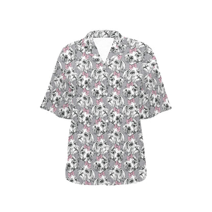 Maltese Pattern Print Design 01 Women's Hawaiian Shirt