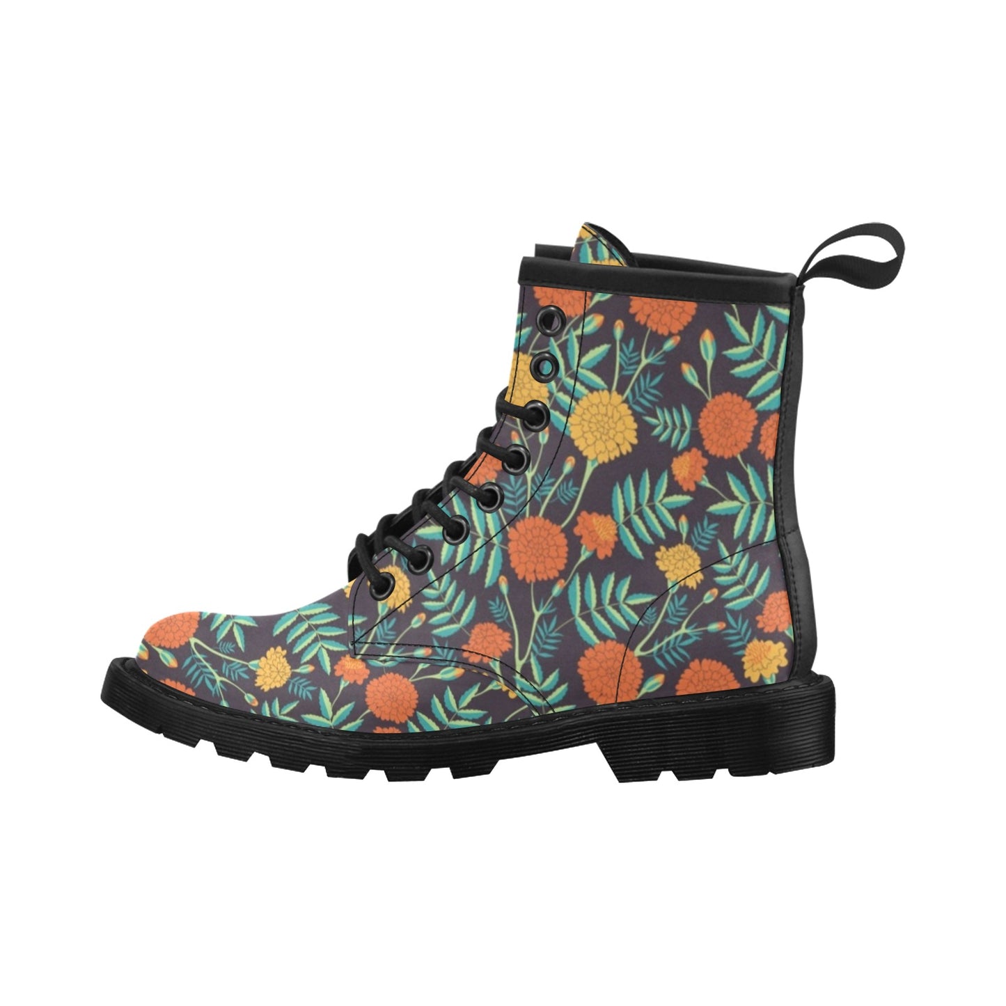 Marigold Pattern Print Design MR01 Women's Boots