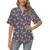 Fox Strawberry Print Pattern Women's Hawaiian Shirt