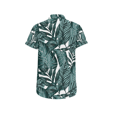 Tropical Palm Leaves Pattern Men's Short Sleeve Button Up Shirt