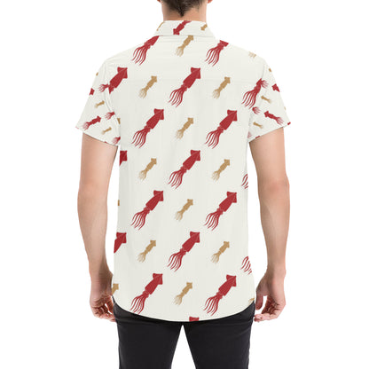 Giant Squid Pattern Print Design 01 Men's Short Sleeve Button Up Shirt