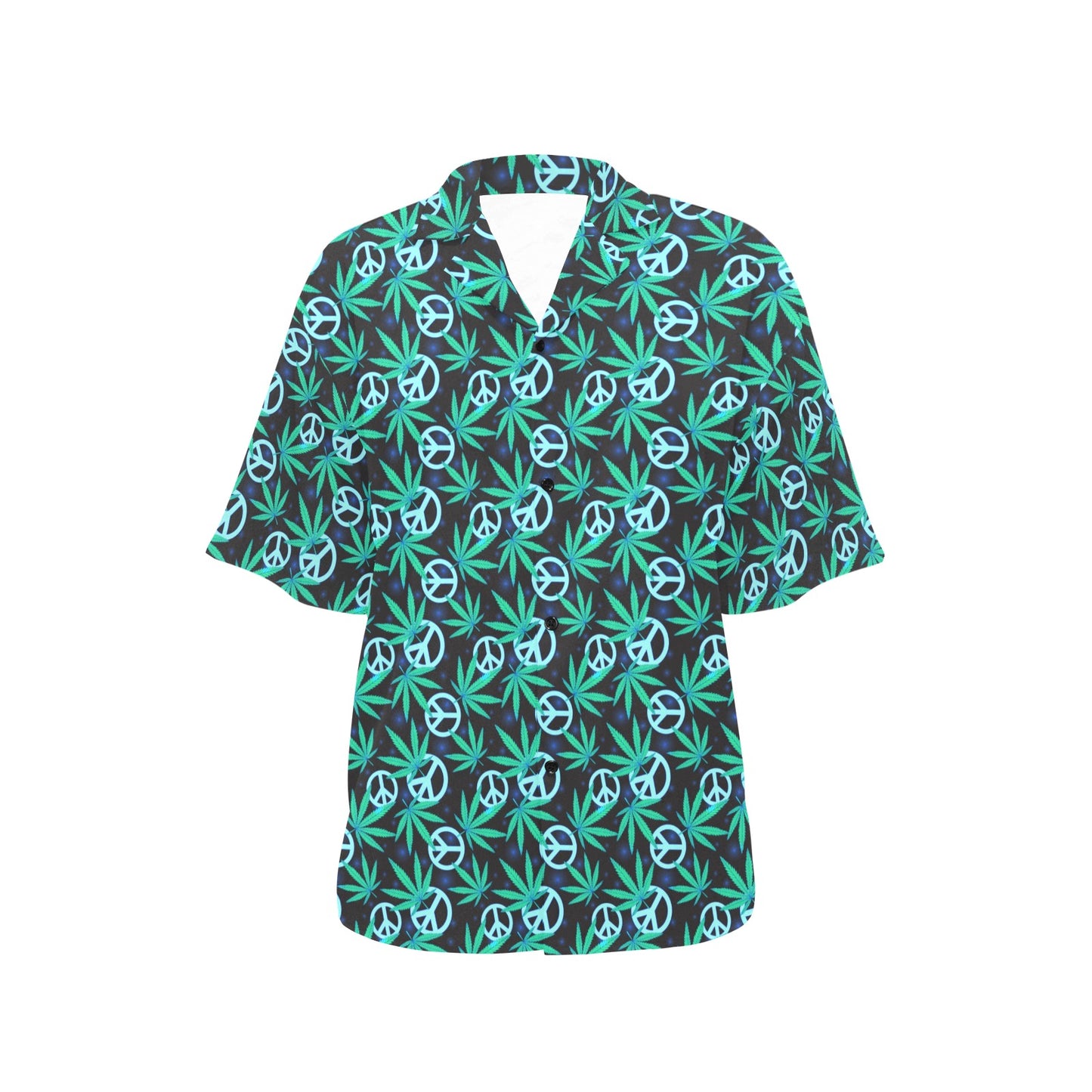 Peace Sign Themed Design Print Women's Hawaiian Shirt