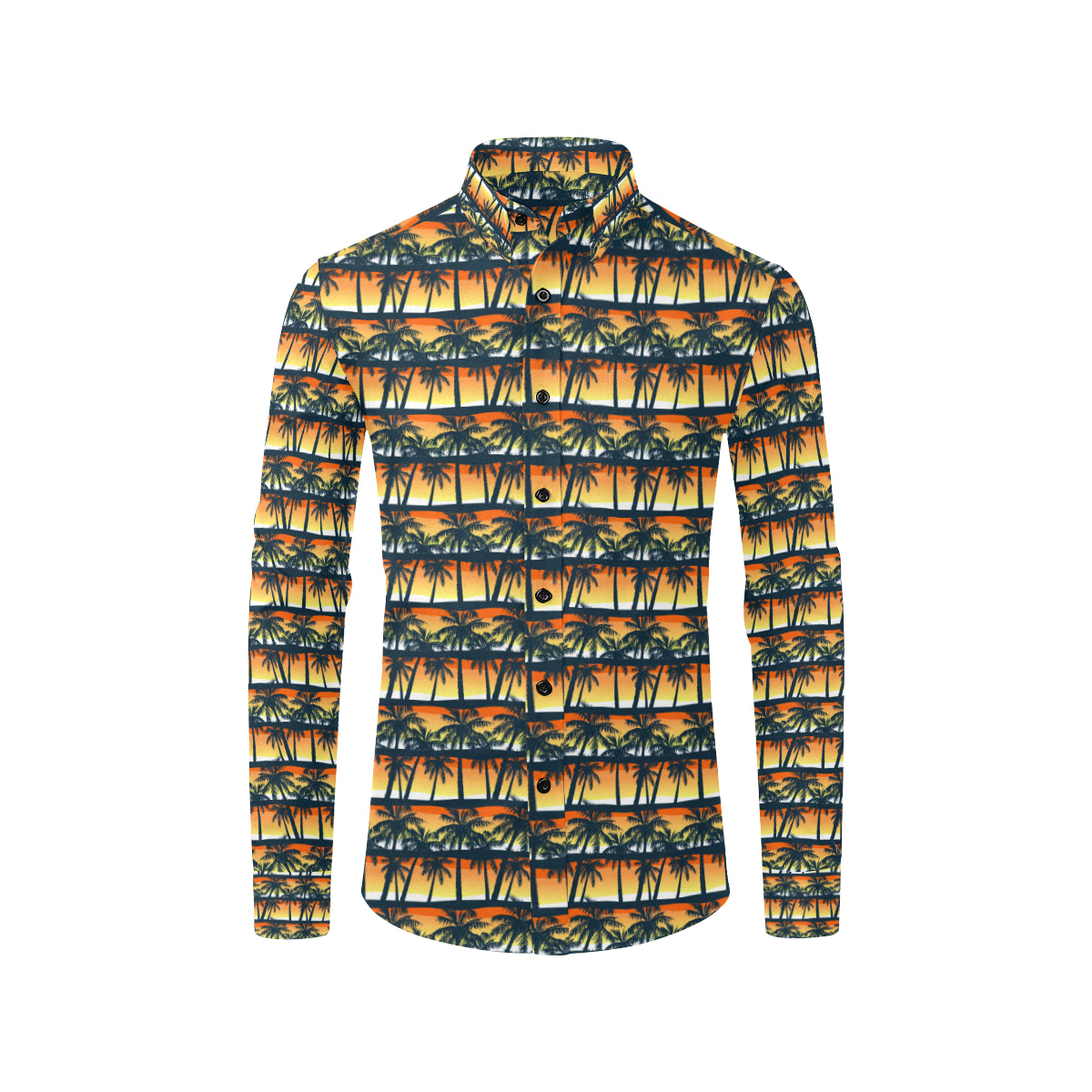Palm Tree Sunset Design Print Men's Long Sleeve Shirt