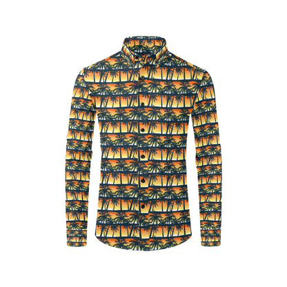 Palm Tree Sunset Design Print Men's Long Sleeve Shirt
