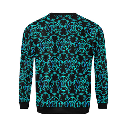 turquoise Tribal Sea Turtle Hawaiian Men Long Sleeve Sweatshirt