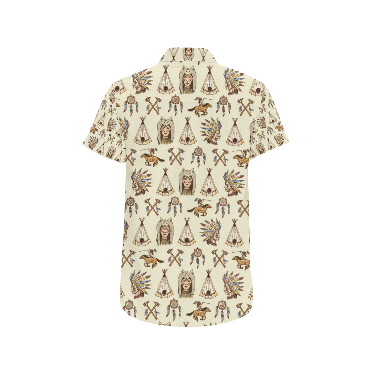 Native Indian Pattern Design Print Men's Short Sleeve Button Up Shirt