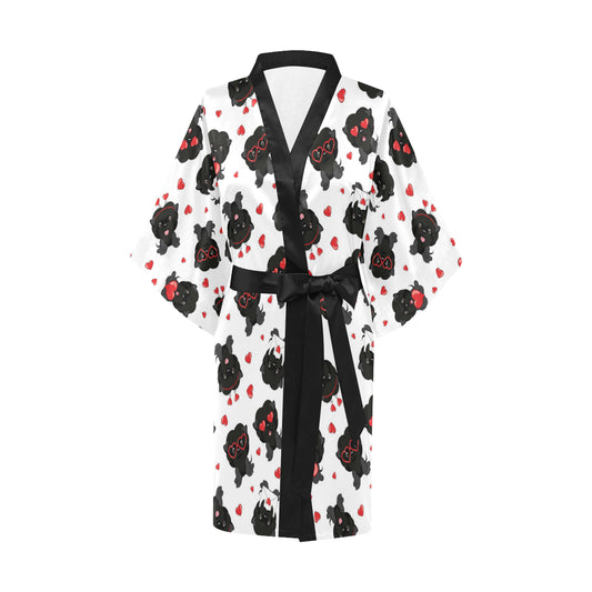 Affenpinscher Pattern Print Design 01 Women's Short Kimono