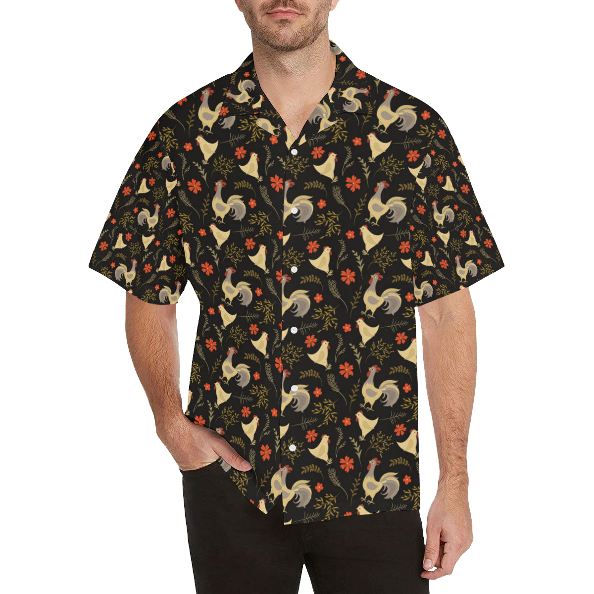 Chicken Pattern Print Design 04 Men's Hawaiian Shirt