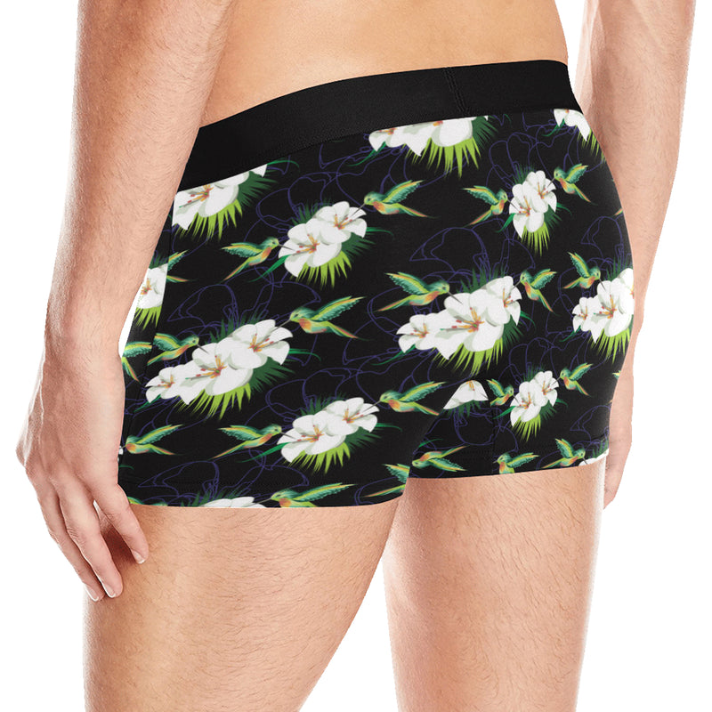 Hummingbird with Flower Pattern Print Design 03 Men's Boxer Briefs