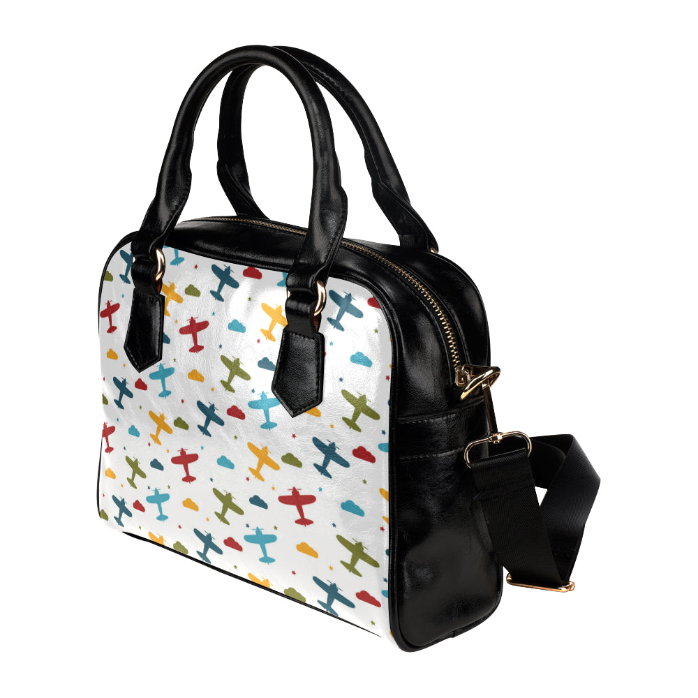 Airplane Pattern Print Design 06 Shoulder Handbag
