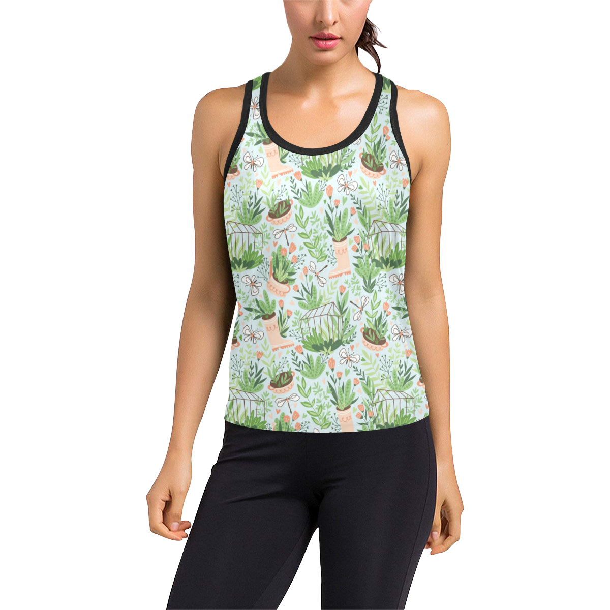 Gardening Pattern Print Design G04 Women's Racerback Tank Top