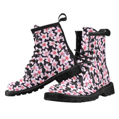 Pink Plumeria Pattern Print Design PM09 Women's Boots