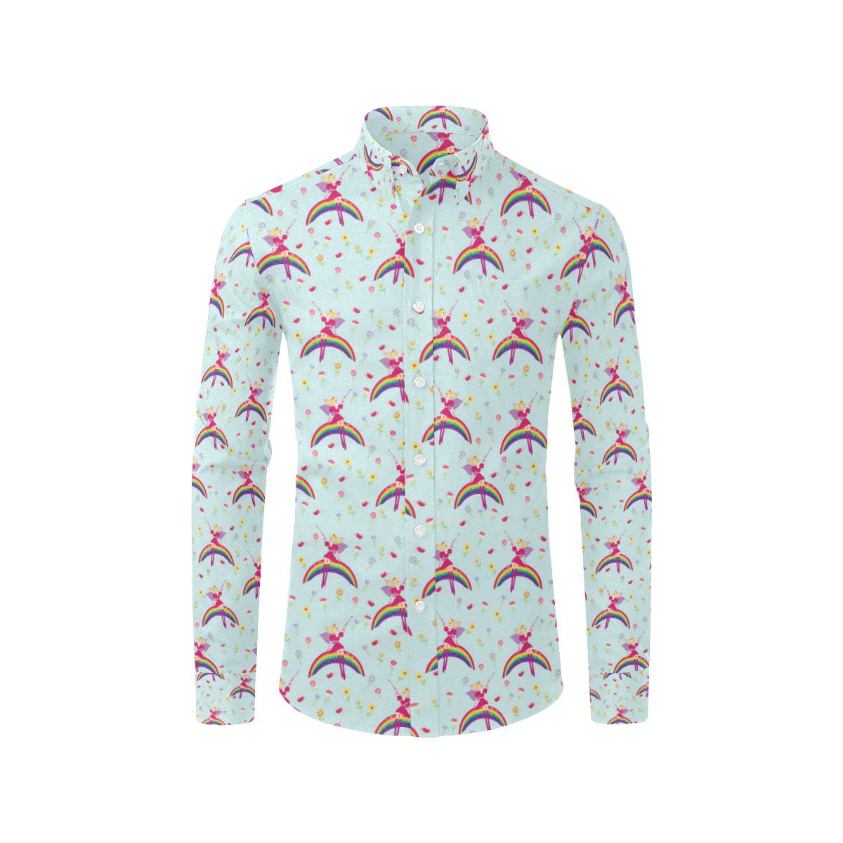Fairy with Rainbow Print Pattern Men's Long Sleeve Shirt