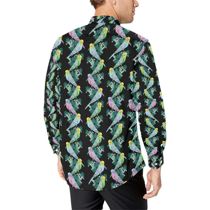 Budgerigar Pattern Print Design 03 Men's Long Sleeve Shirt