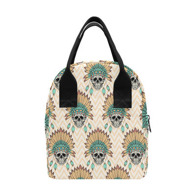 Indian Skull Pattern Insulated Lunch Bag