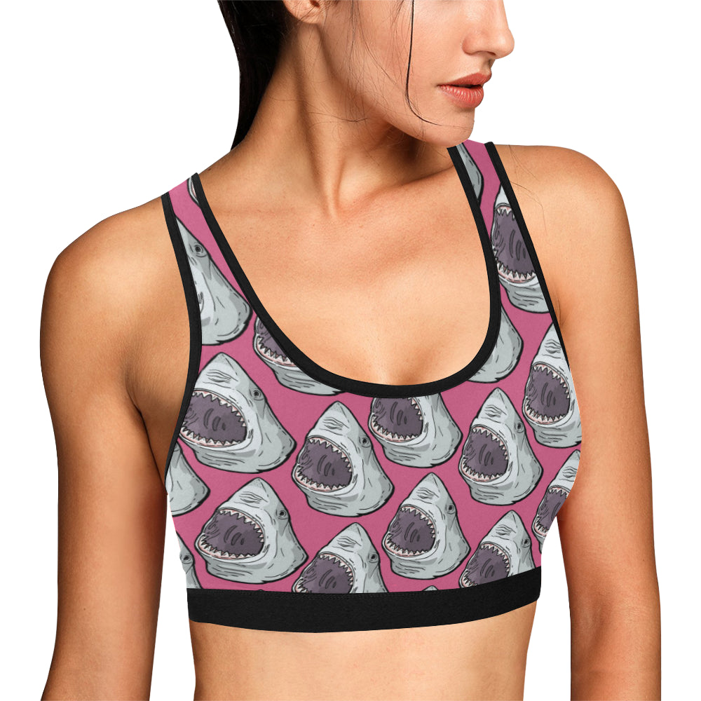 Great White Shark Pattern Print Design 01 Sports Bra