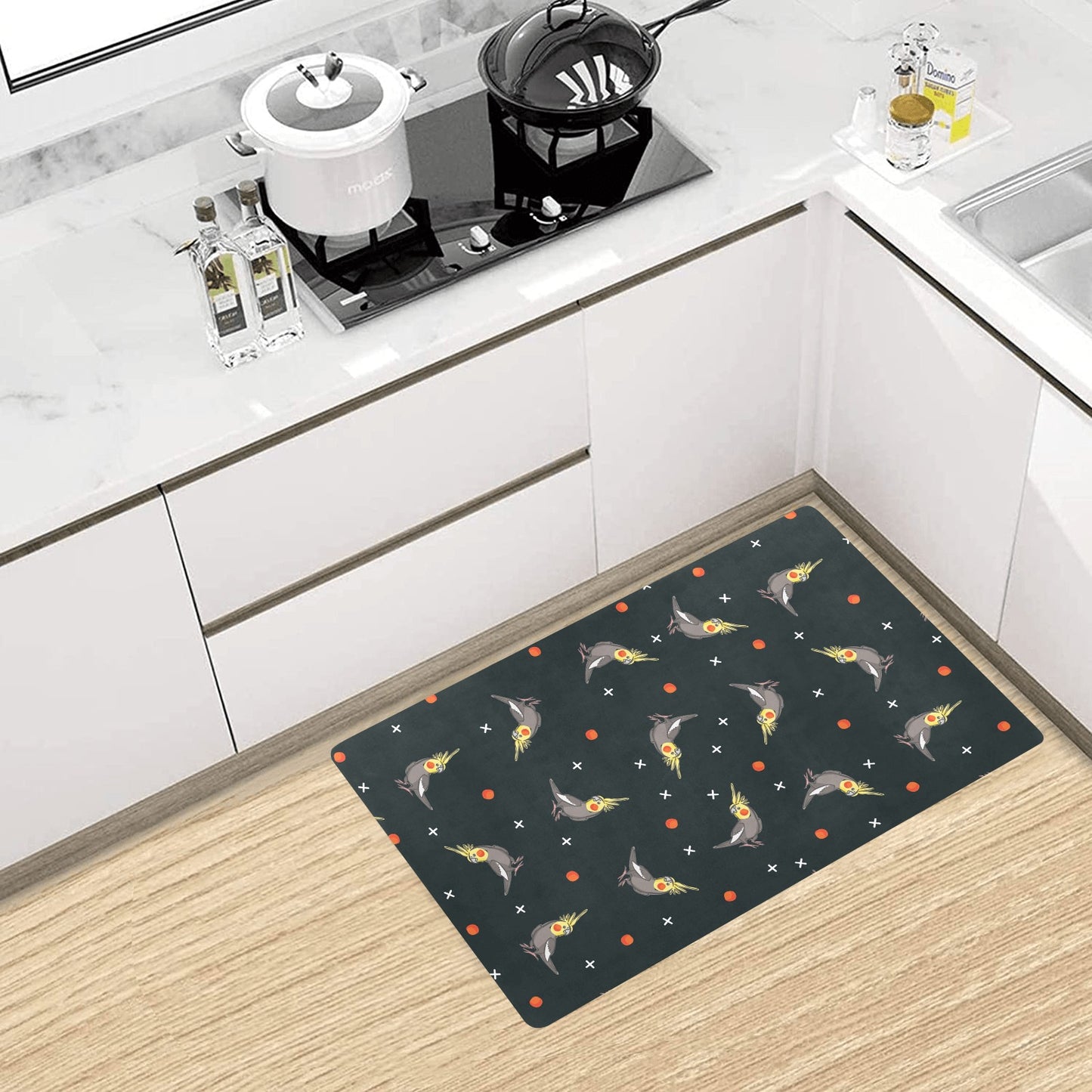 Cockatiel Pattern Print Design 02 Kitchen Mat