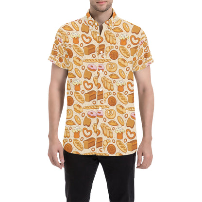 Bread Pattern Print Design 01 Men's Short Sleeve Button Up Shirt