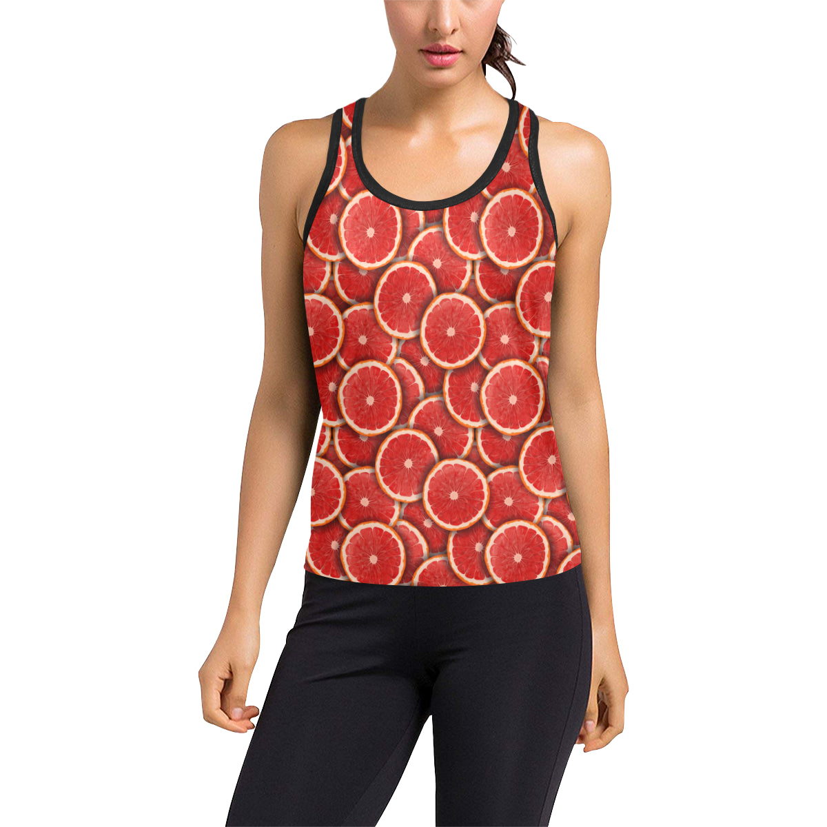 Grapefruit Pattern Print Design GF05 Women's Racerback Tank Top