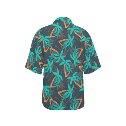 Palm Tree Pattern Print Design PT01 Women's Hawaiian Shirt