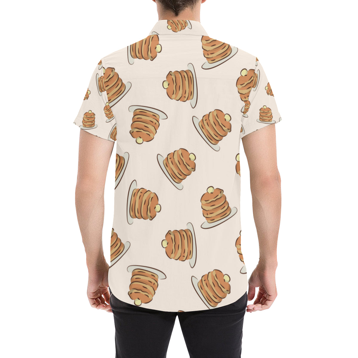 Pancake Pattern Print Design A01 Men's Short Sleeve Button Up Shirt