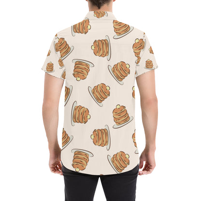Pancake Pattern Print Design A01 Men's Short Sleeve Button Up Shirt