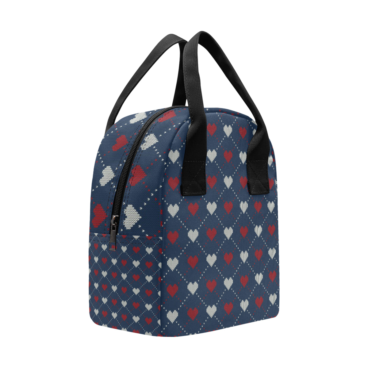 Heart Knit Pattern Print Design HE05 Insulated Lunch Bag