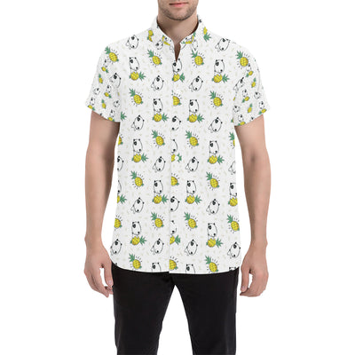 Bull Terriers Pattern Print Design 05 Men's Short Sleeve Button Up Shirt