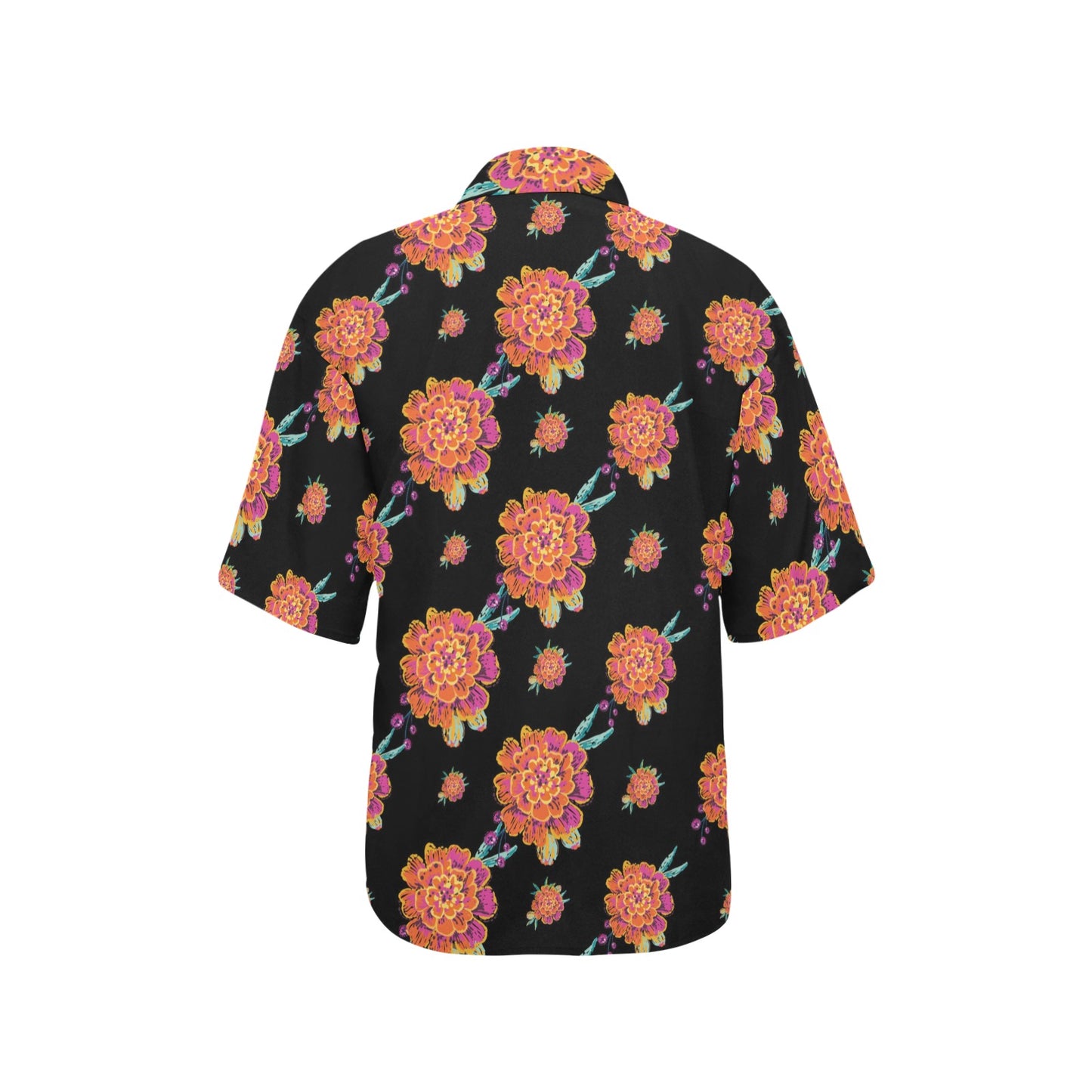 Marigold Pattern Print Design 01 Women's Hawaiian Shirt