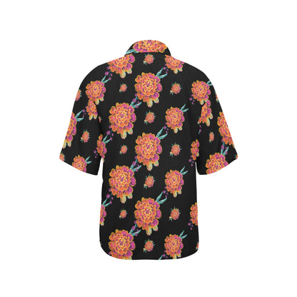 Marigold Pattern Print Design 01 Women's Hawaiian Shirt