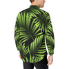 Green Neon Tropical Palm Leaves Men's Long Sleeve Shirt