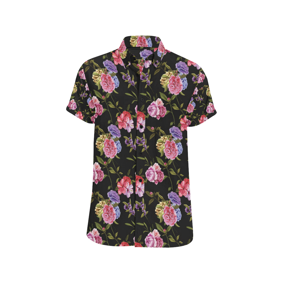 Carnations Pattern Print Design CN05 Men's Short Sleeve Button Up Shirt