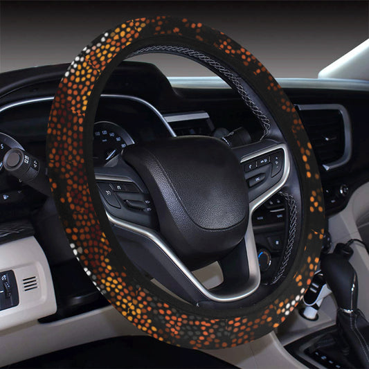 African Pattern Print Design 07 Steering Wheel Cover with Elastic Edge