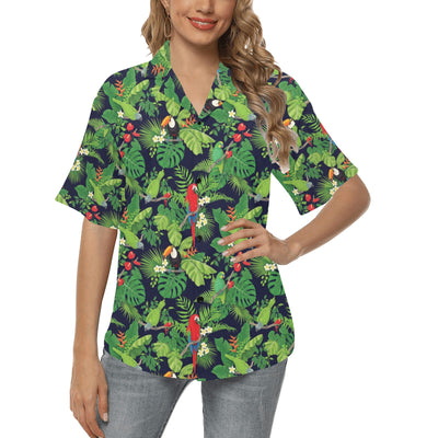 Rainforest Parrot Pattern Print Design A03 Women's Hawaiian Shirt