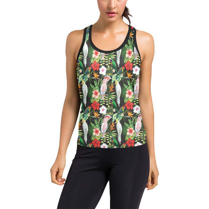Tropical Flower Pattern Print Design TF03 Women's Racerback Tank Top