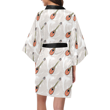 Mandolin Pattern Print Design 03 Women's Short Kimono
