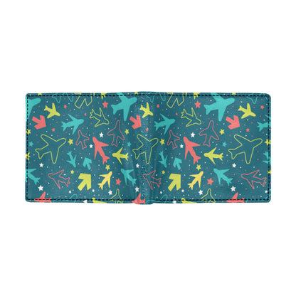 Airplane Pattern Print Design 05 Men's ID Card Wallet