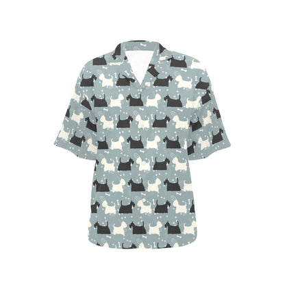 Scottish Terriers Print Design LKS301 Women's Hawaiian Shirt