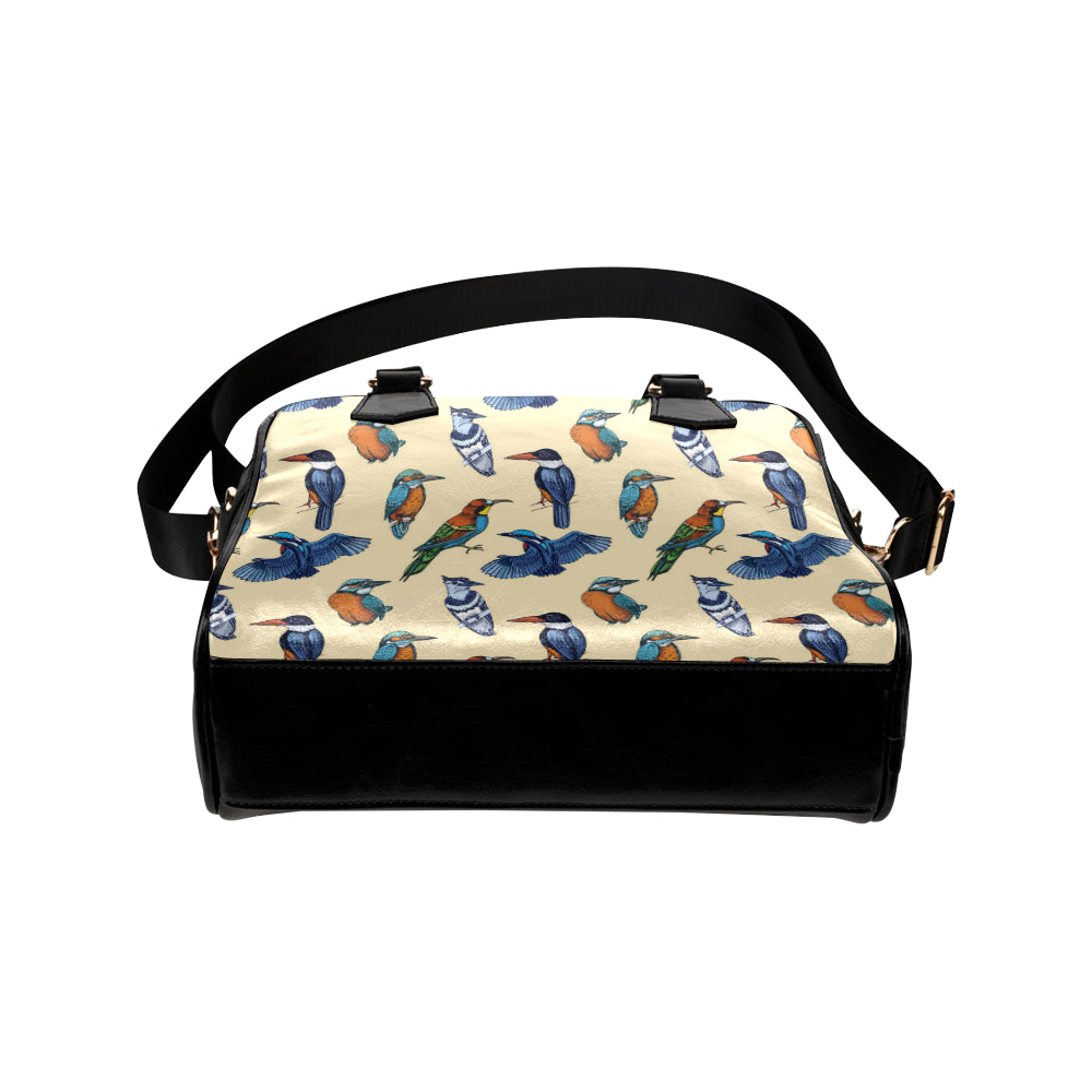 Kingfisher Bird Pattern Print Design 04 Shoulder Handbag
