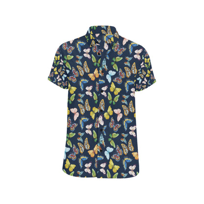 Butterfly Beautiful Print Pattern Men's Short Sleeve Button Up Shirt