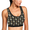 Yin Yang Skull Themed Design Print Sports Bra