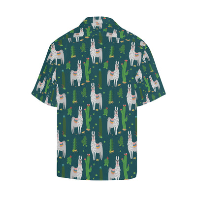 Llama Cactus Pattern Print Design 013 Men's Hawaiian Shirt