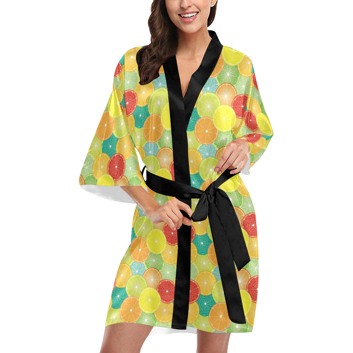 Citrus  Pattern Print Design 01 Women's Short Kimono
