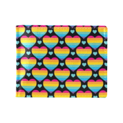 Rainbow Heart Print Pattern Men's ID Card Wallet