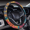 Mandala Style Design Print Steering Wheel Cover with Elastic Edge