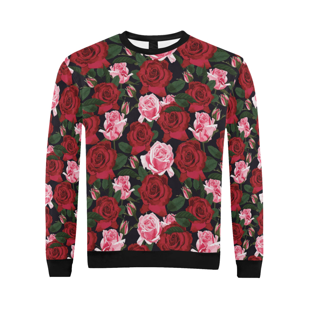 Rose Red Pink Pattern Print Design RO01 Men Long Sleeve Sweatshirt