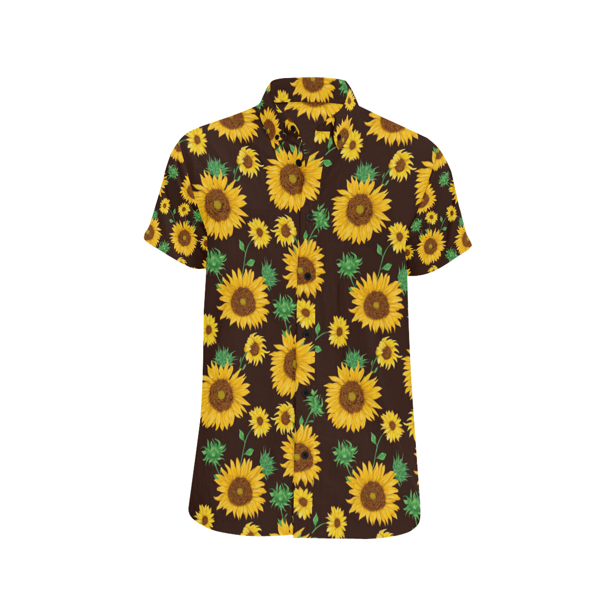 Sunflower Pattern Print Design SF01 Men's Short Sleeve Button Up Shirt
